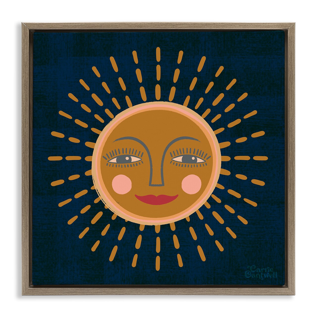 Stupell Industries Boho Smile Sun Framed Floater Canvas Wall Art Design by Carrie Cantwell